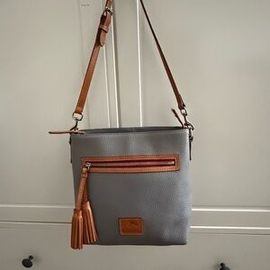 Dooney & Bourke Gray and Tan Shoulder Bag with Tassel (see description)